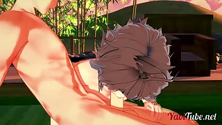 Fate Yaoi - Shirou & Sieg Having Sex at hand a Onsen. Blowjob and Bareback Anal with creampie and cums at hand his mouth 1/2